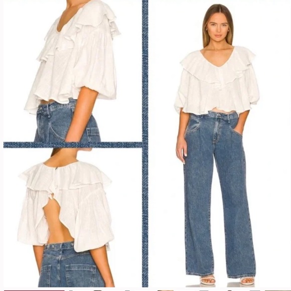 Free People Revolve Zuri Open Back Ruffle Blouse in Ivory - Picture 12 of 12